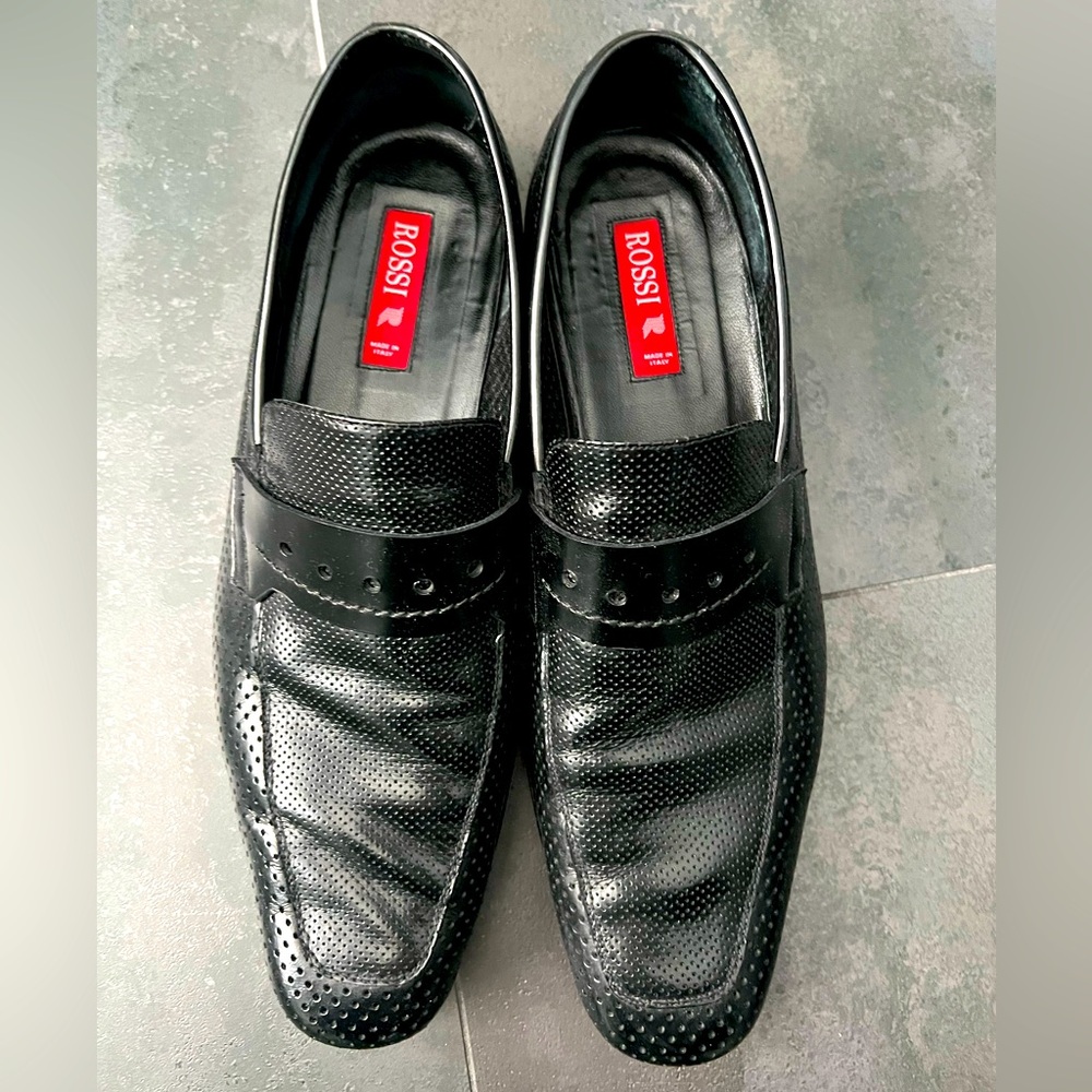 Men's Black dress shoes, Rossi, Size EUR 43/ US 10